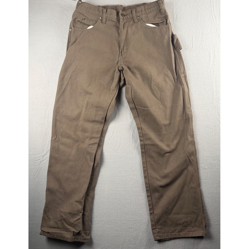 Dickies Mens Relaxed Fit Duck Carpenter Pants Brown Workwear 32x30 Canvas
